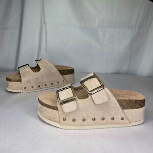 NWT Madden Girl Women's Babes Double-Strap Flatform Footbed Sandals